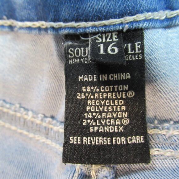 Soundstyle Jeans Womens Size 16 Blue Denim Distressed Straight Leg Grunge Punk - Picture 2 of 12